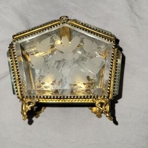 Antique Ormolu French Etched Glass Perfume Box